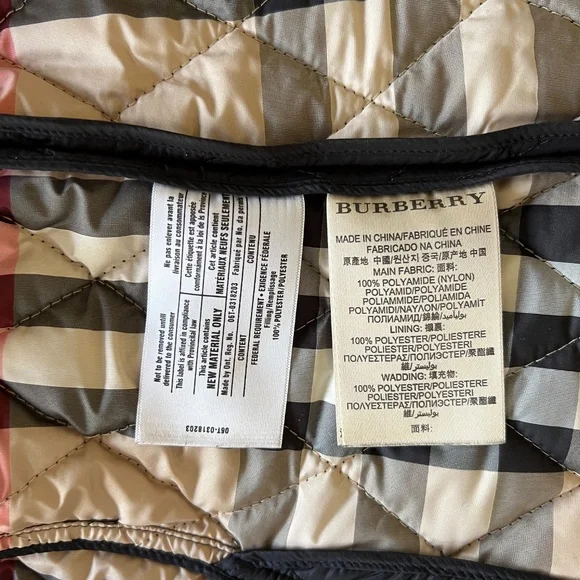 BURBERRY BRIT Quilted Jacket Nova Check Lining Black Size L - Picture 10 of 16